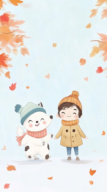 秋日小狗与孩童2