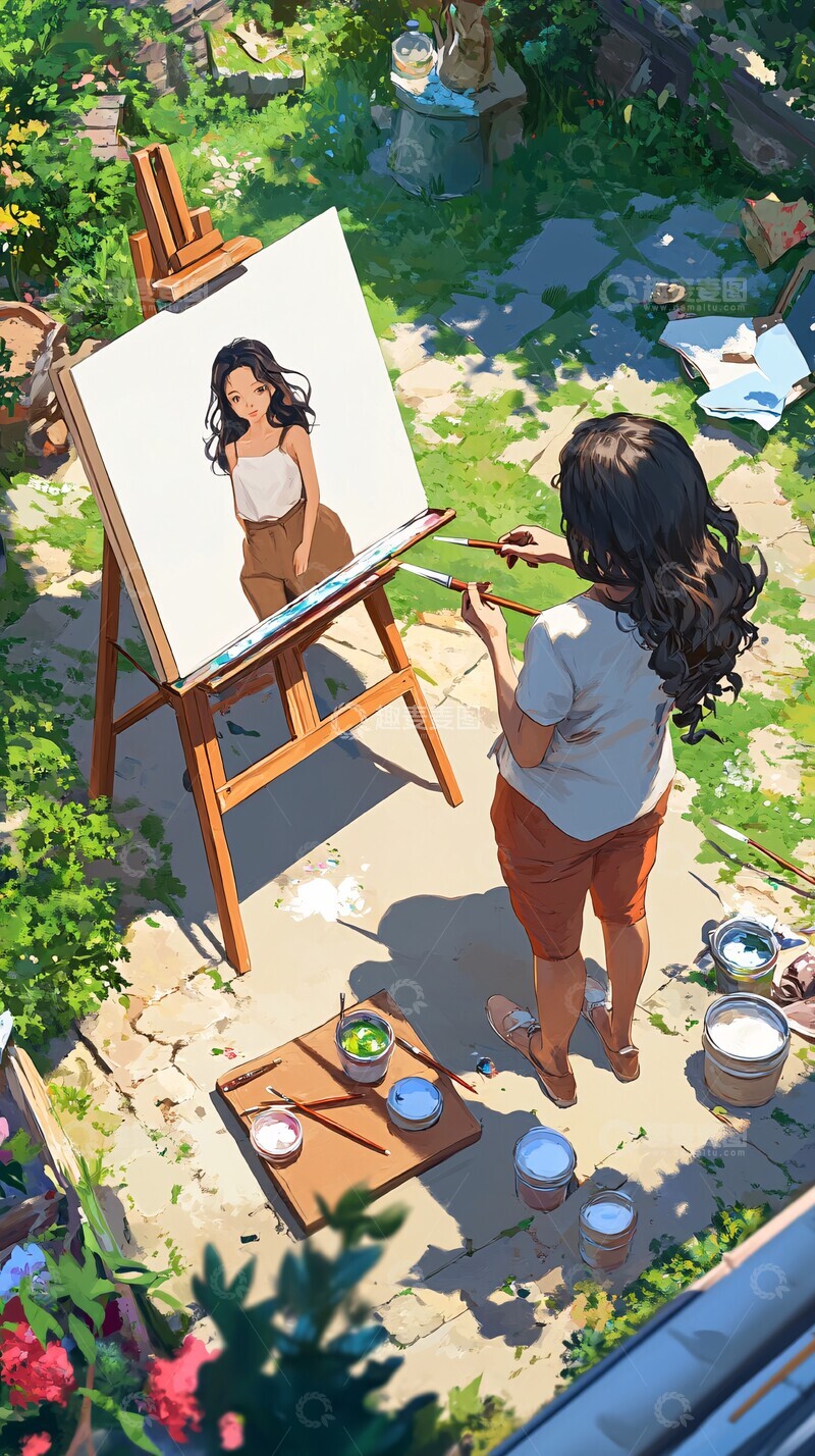 高清大图下载【趣麦麦图】画家画模特场景3