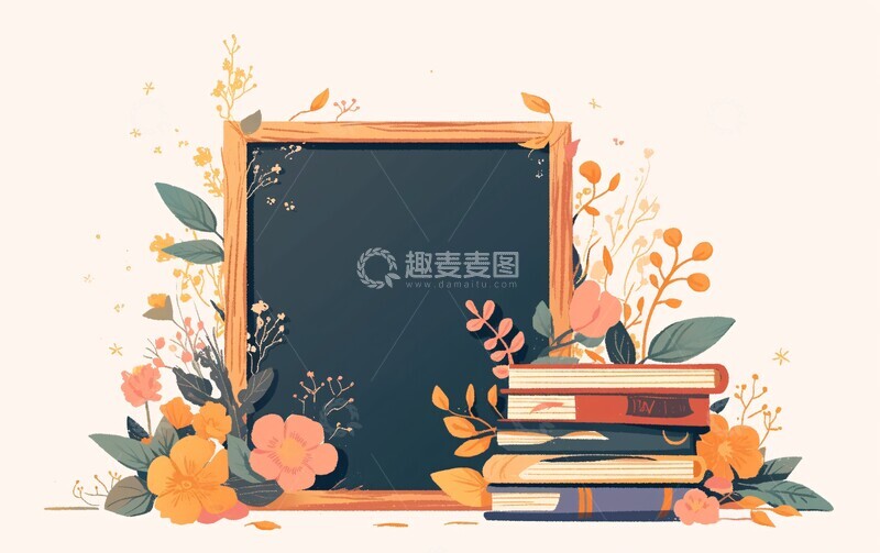 高清大图下载【趣麦麦图】黑板花书桌设计3
