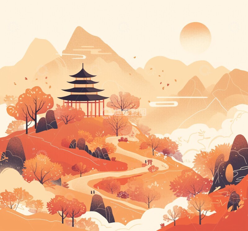 高清大图下载【趣麦麦图】云峰亭影云彩亭子山顶3