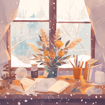 窗边书桌上的静物3