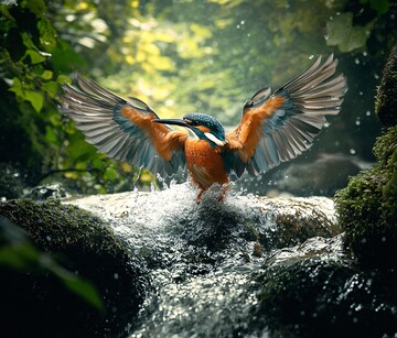 翠鸟立河石翠鸟橙胸河石2