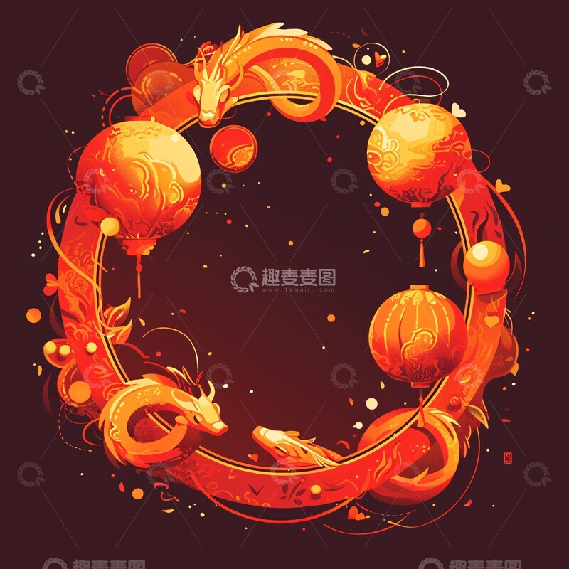 高清大图下载【趣麦麦图】蛇年灯笼灯笼金色装饰3