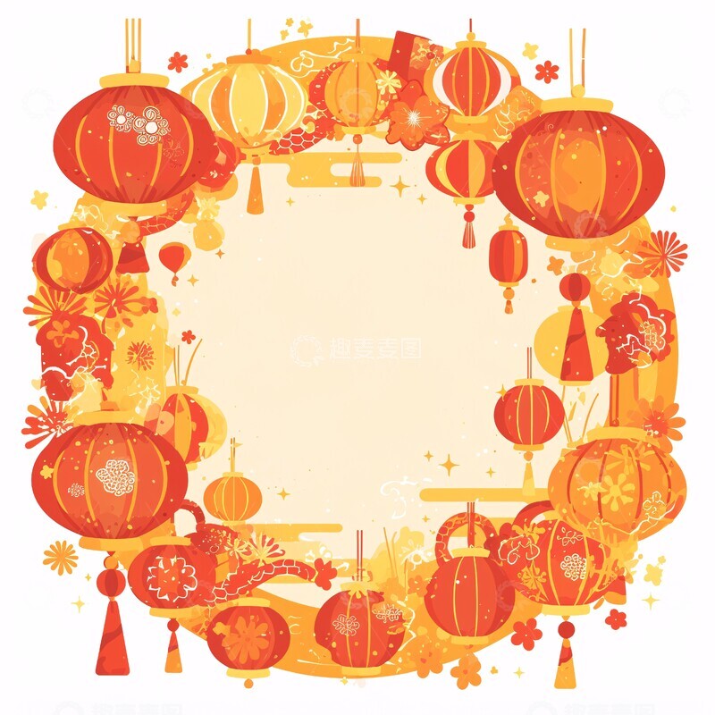 红色圆蛇灯边框3