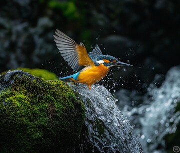 翠鸟立河石翠鸟橙胸河石1