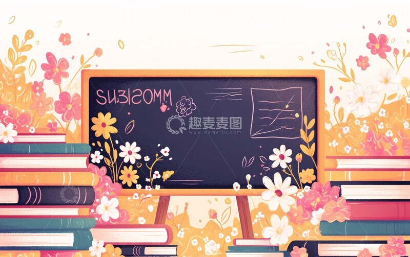 高清大图下载【趣麦麦图】黑板花书桌设计1