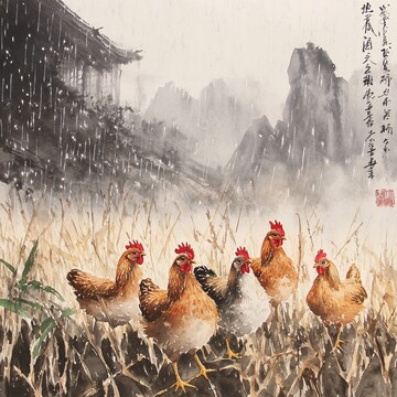 谷雨春雨润粟鸡田2