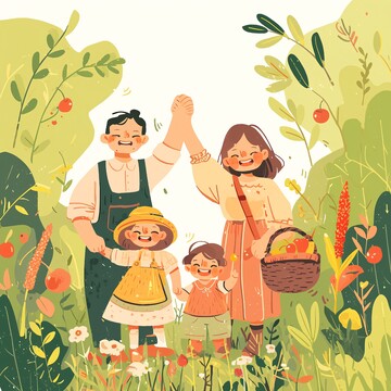 四口之家手握水果2