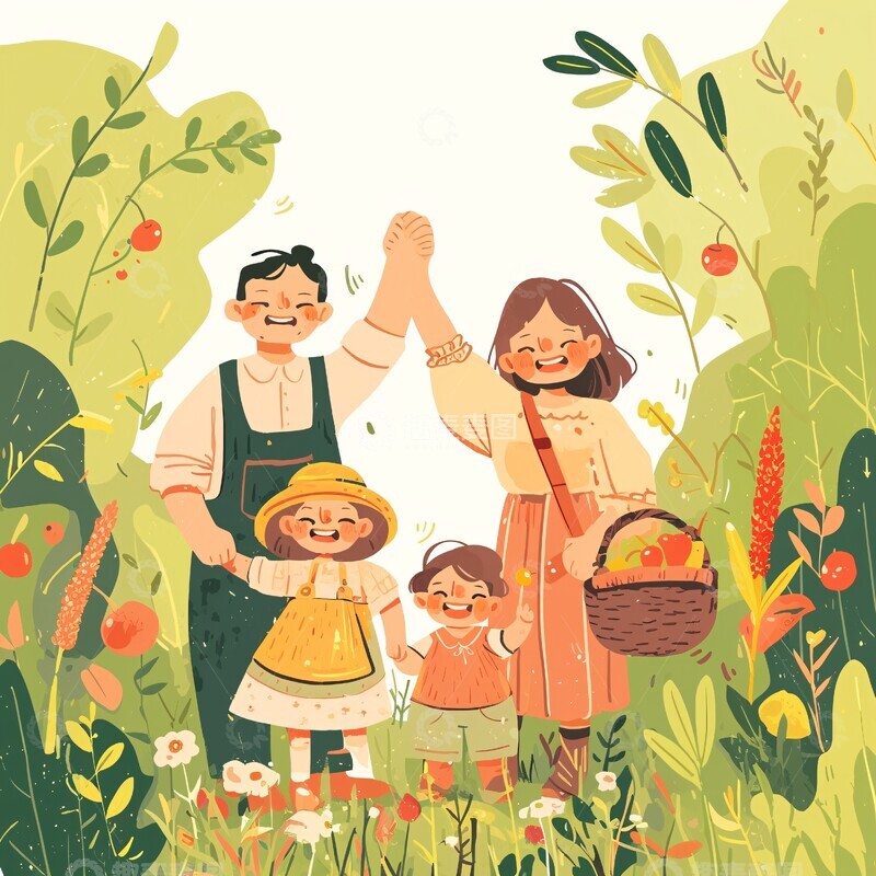 四口之家手握水果2