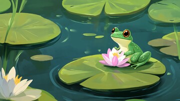 青蛙莲花莲叶2