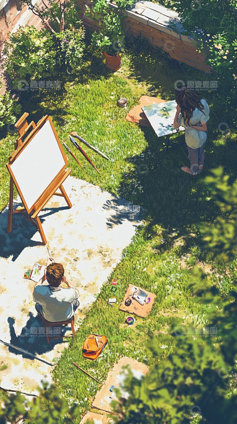 高清大图下载【趣麦麦图】画家画模特场景1