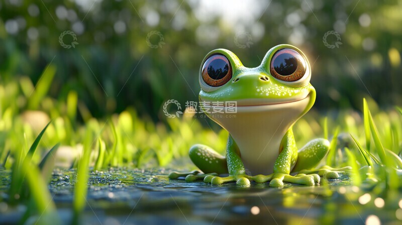 高清大图下载【趣麦麦图】大眼青蛙青蛙大眼绿色3