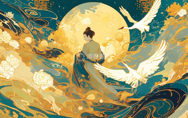 高清大图下载【趣麦麦图】金菊朝阳老人图