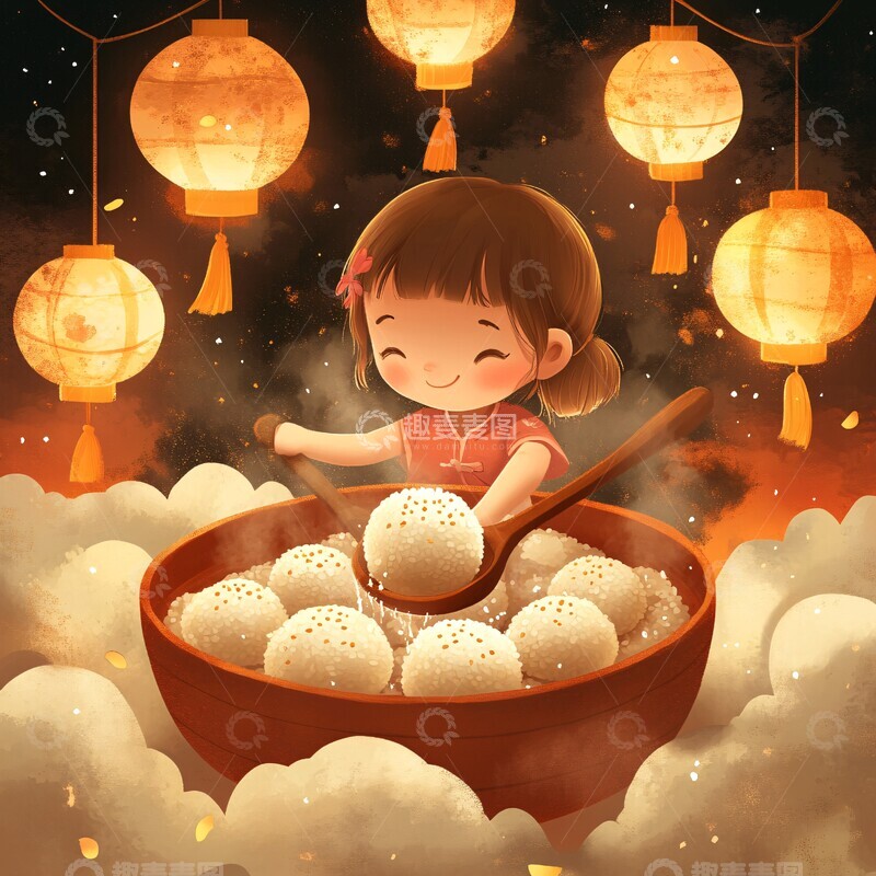 高清大图下载【趣麦麦图】白汤圆与灯笼庆典2