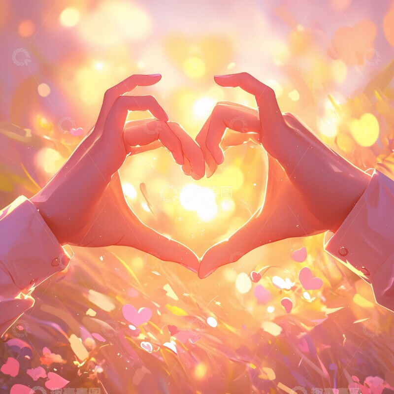 高清大图下载【趣麦麦图】双手心形阳光3