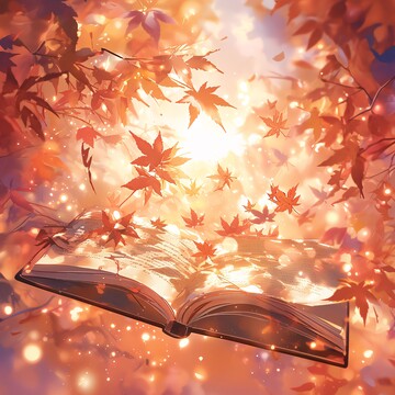 枫叶与书枫叶枝条树叶1