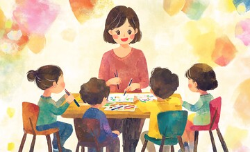 女老师教孩子画画4