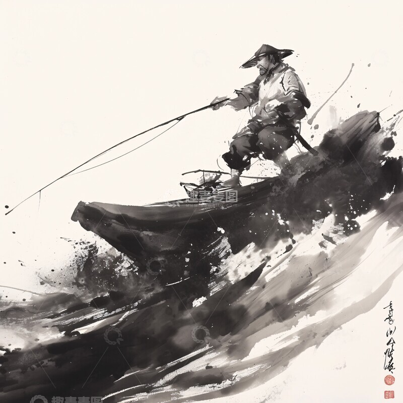 高清大图下载【趣麦麦图】渔船上的渔夫3