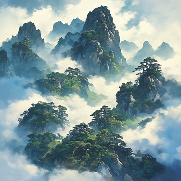 青山远雾图青山远雾山峰3