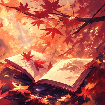 枫叶与书枫叶枝条树叶2