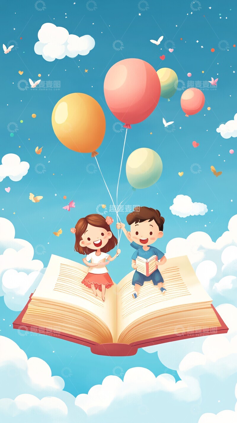 高清大图下载【趣麦麦图】-家人气球飞翔1