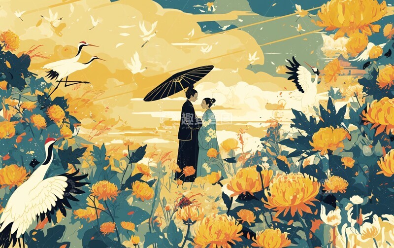 高清大图下载【趣麦麦图】金菊朝阳老人图2