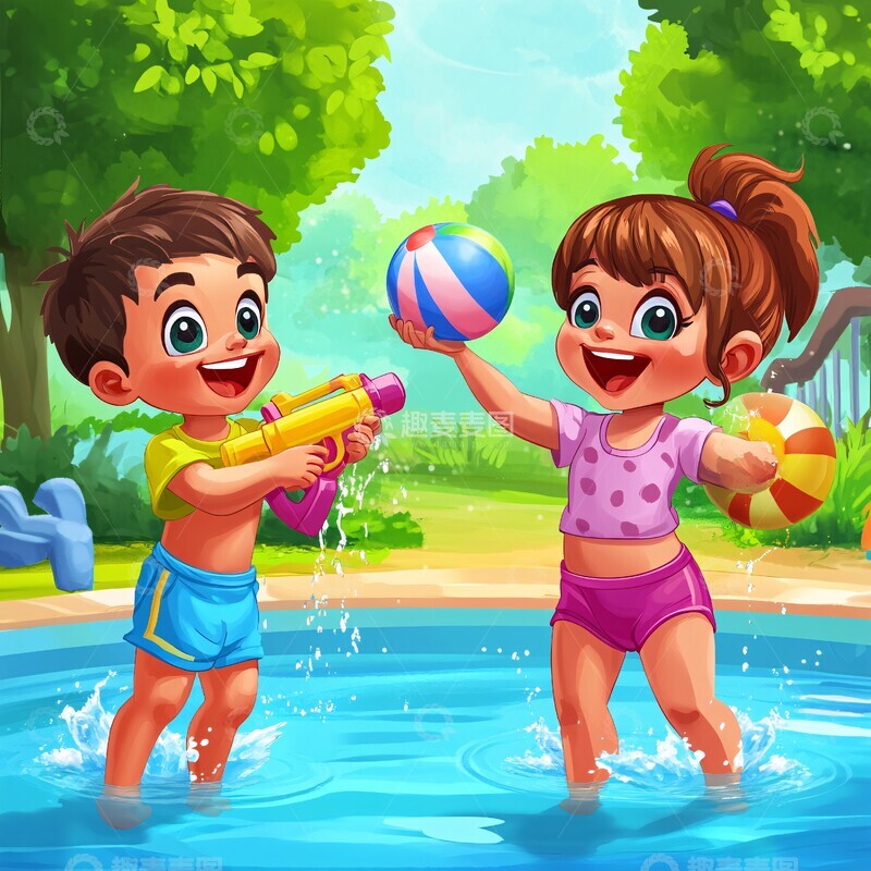 高清大图下载【趣麦麦图】水上乐园玩水枪3
