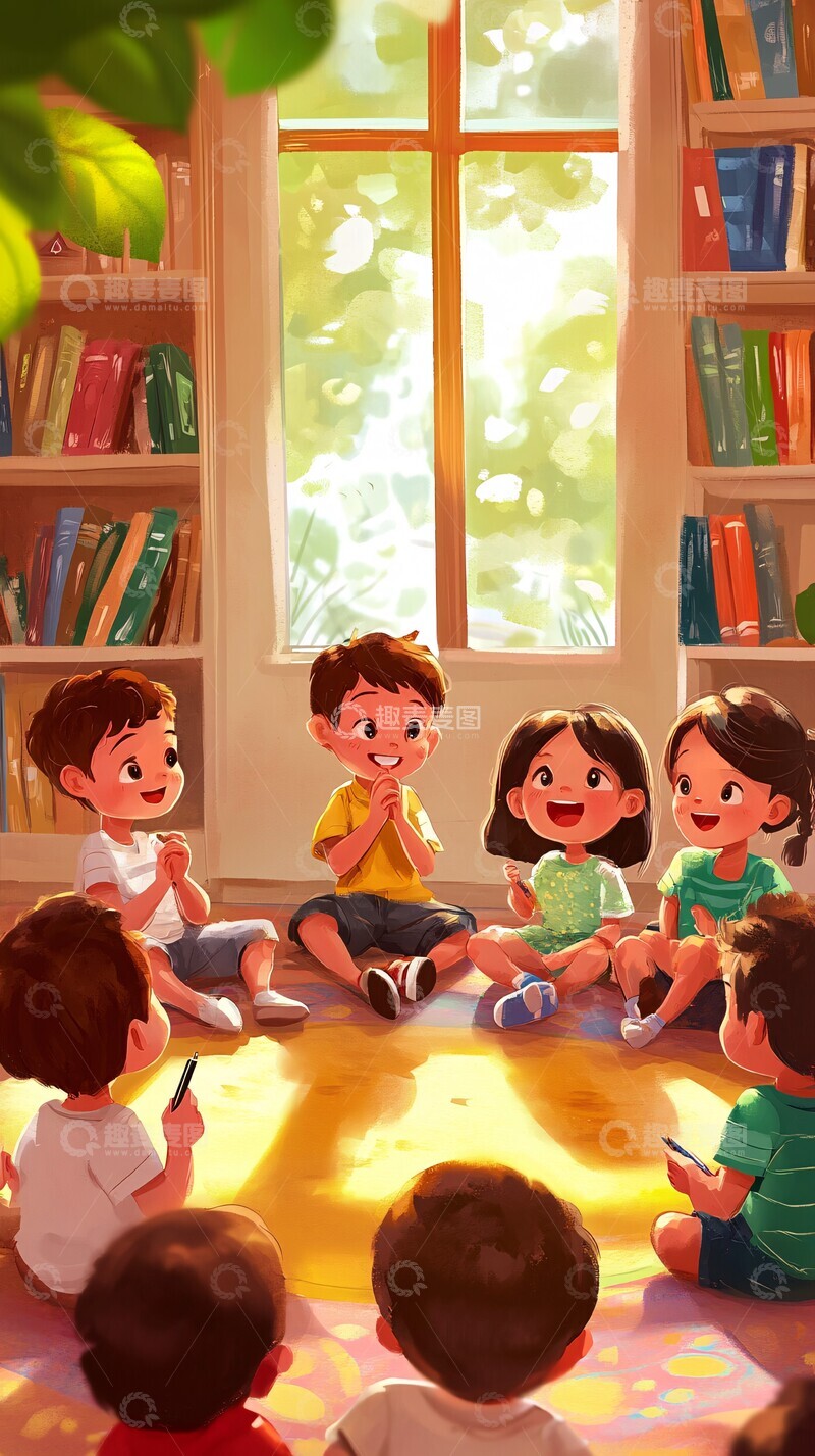 孩子围坐听讲课2