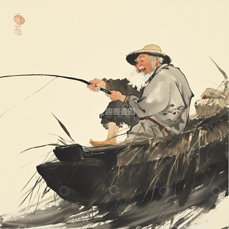 高清大图下载【趣麦麦图】渔船上的渔夫2