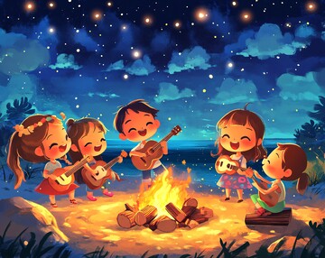 篝火旁歌舞表演