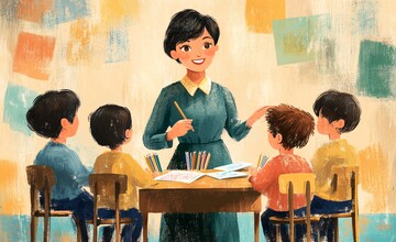 女老师教孩子画画5