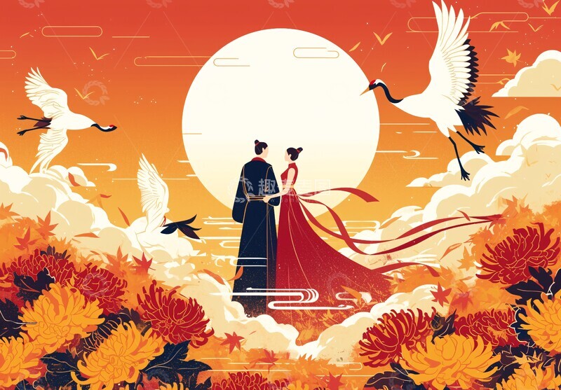 高清大图下载【趣麦麦图】金菊朝阳图金菊朝阳牵手2