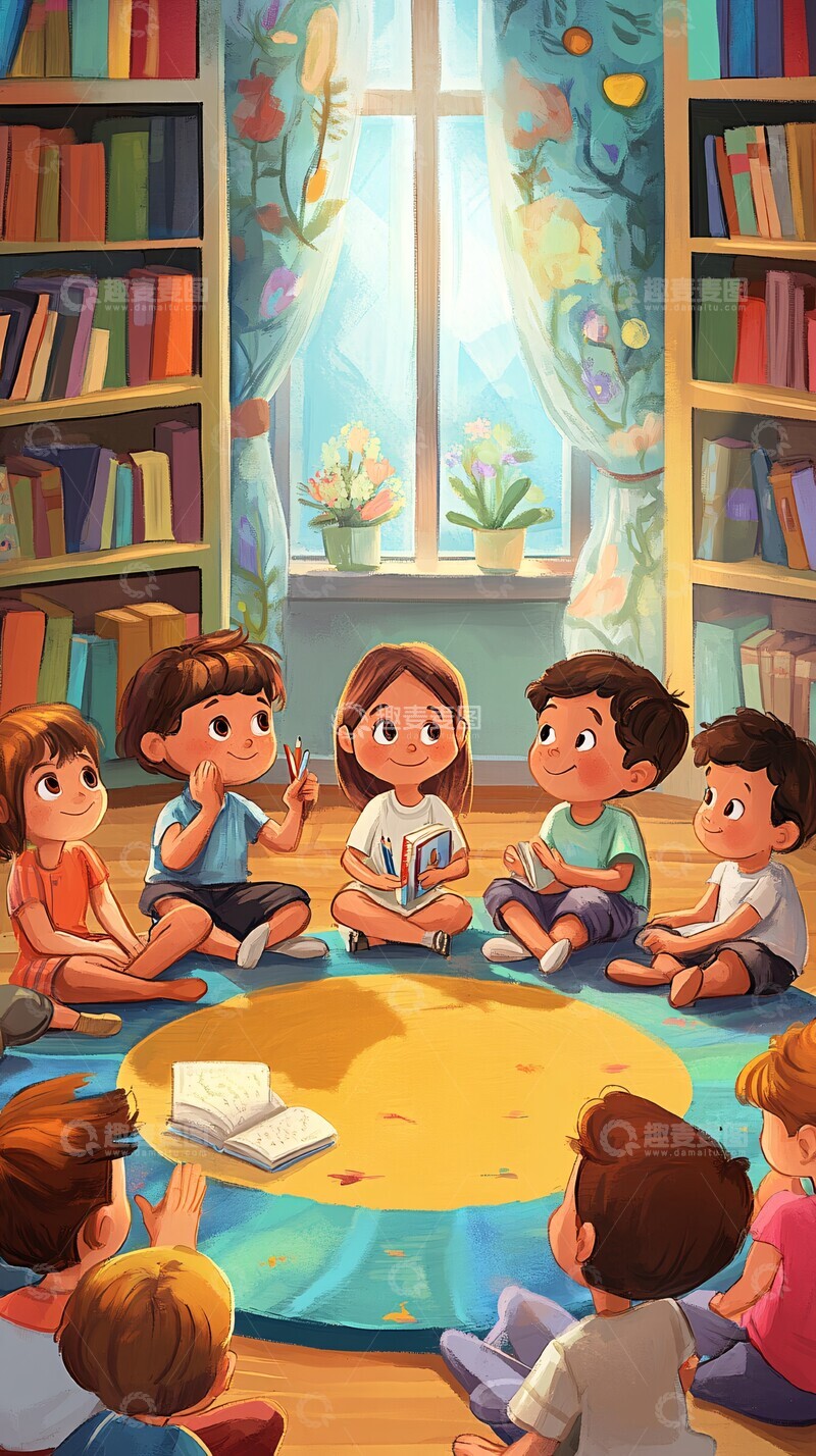 孩子围坐听讲课1