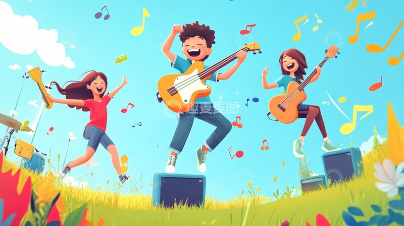 高清大图下载【趣麦麦图】空中乐器演奏2