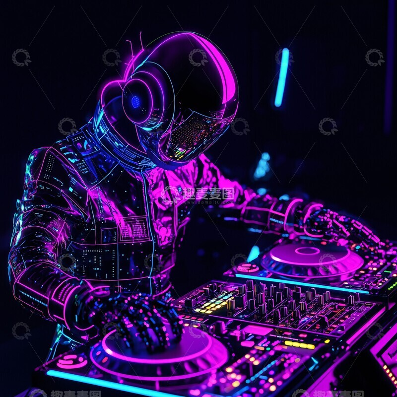 高清大图下载【趣麦麦图】机器人打碟机器人打碟音乐3