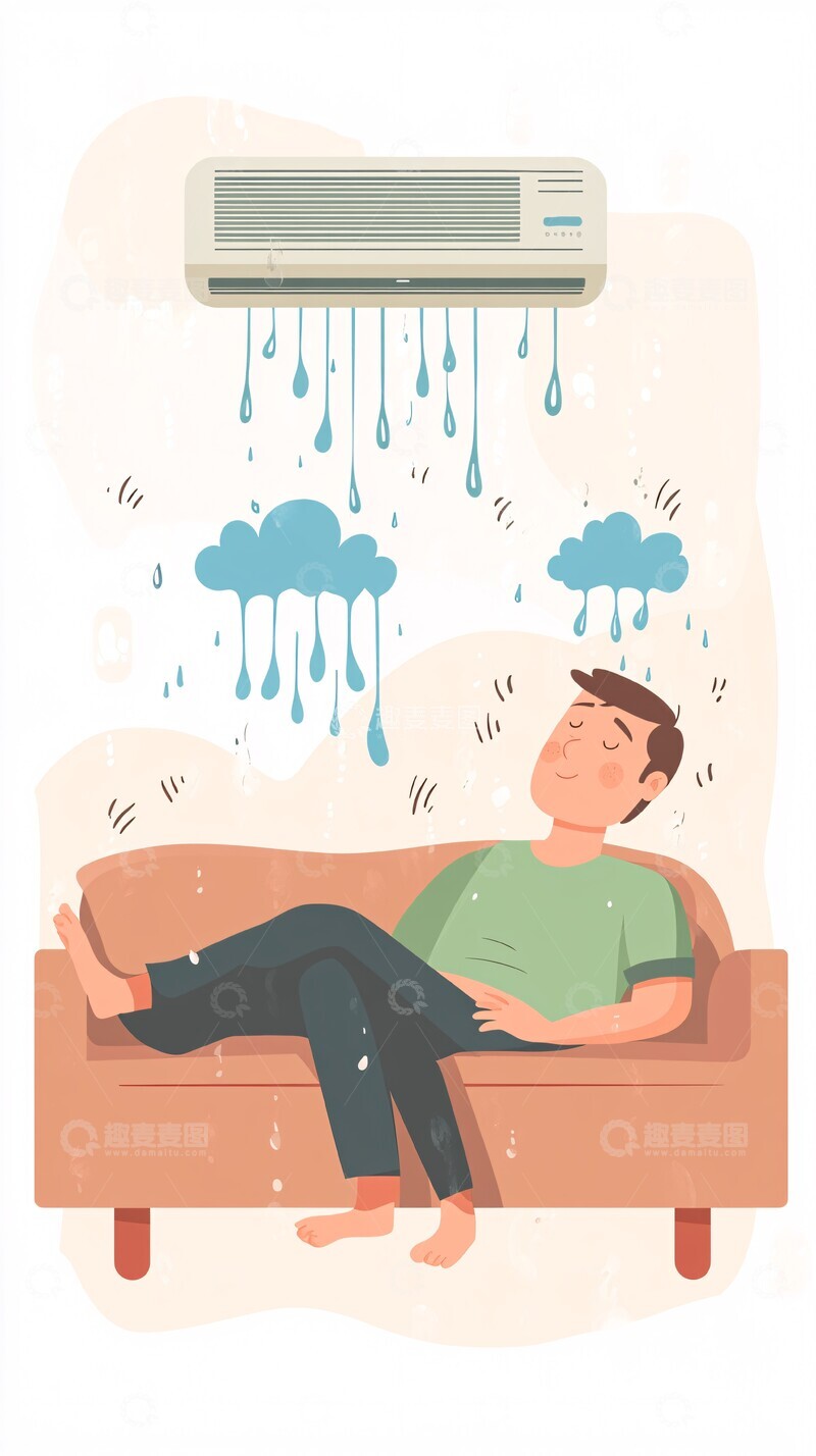 高清大图下载【趣麦麦图】卡通人物空调滴水2