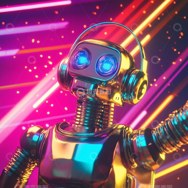 高清大图下载【趣麦麦图】复古机器人跳舞3