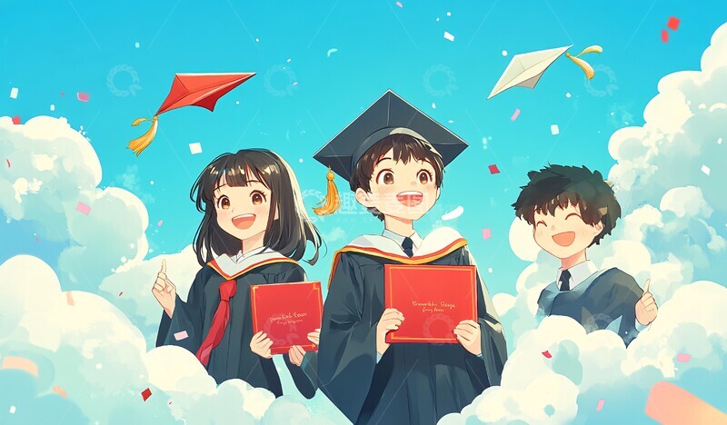 高清大图下载【趣麦麦图】毕业典礼云端飞翔2