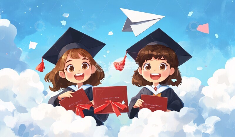 高清大图下载【趣麦麦图】毕业典礼云端飞翔