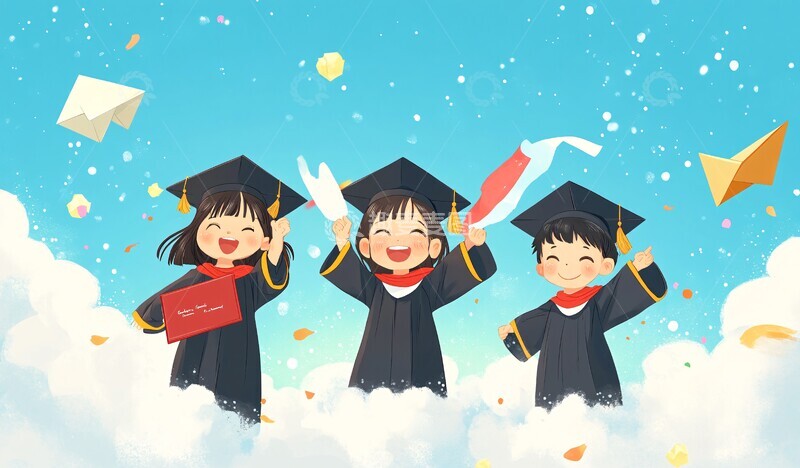 高清大图下载【趣麦麦图】毕业云端纸飞机3