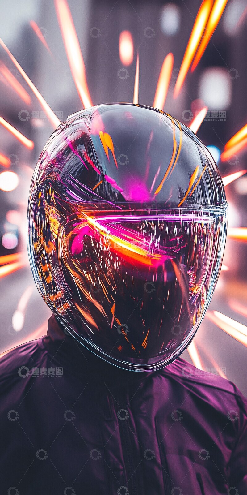 高清大图下载【趣麦麦图】透明头盔中的光影1