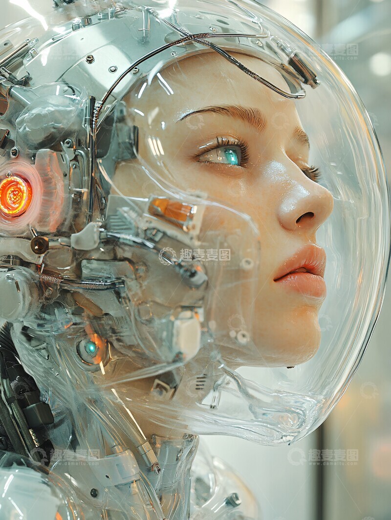 高清大图下载【趣麦麦图】透明机器人头