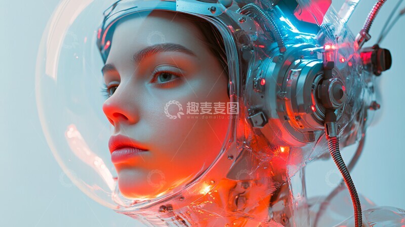 高清大图下载【趣麦麦图】赛博女太空人头像1