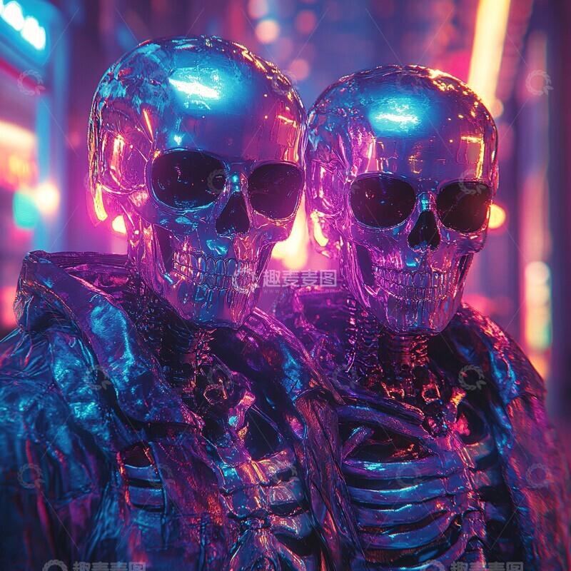 高清大图下载【趣麦麦图】赛博朋克恶魔与骨架3