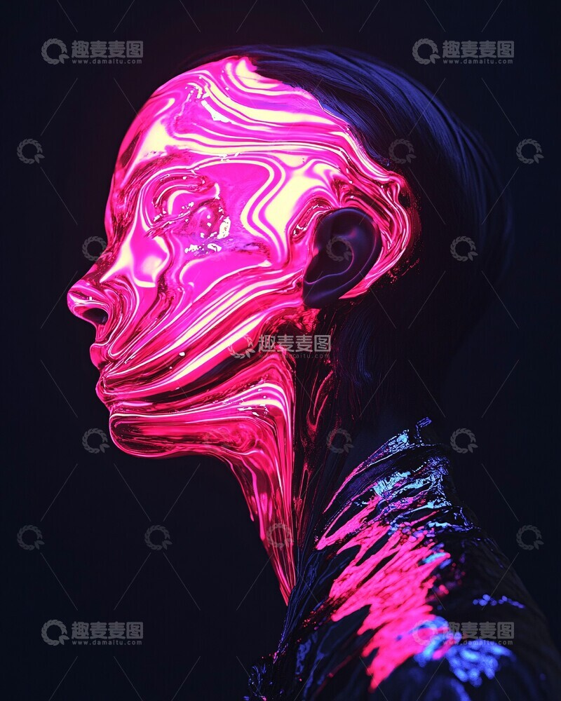 高清大图下载【趣麦麦图】液态面具人像