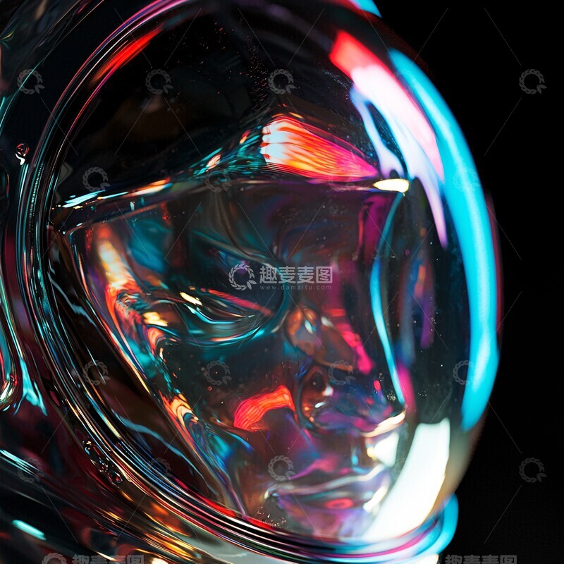 高清大图下载【趣麦麦图】宇航员玻璃质感2