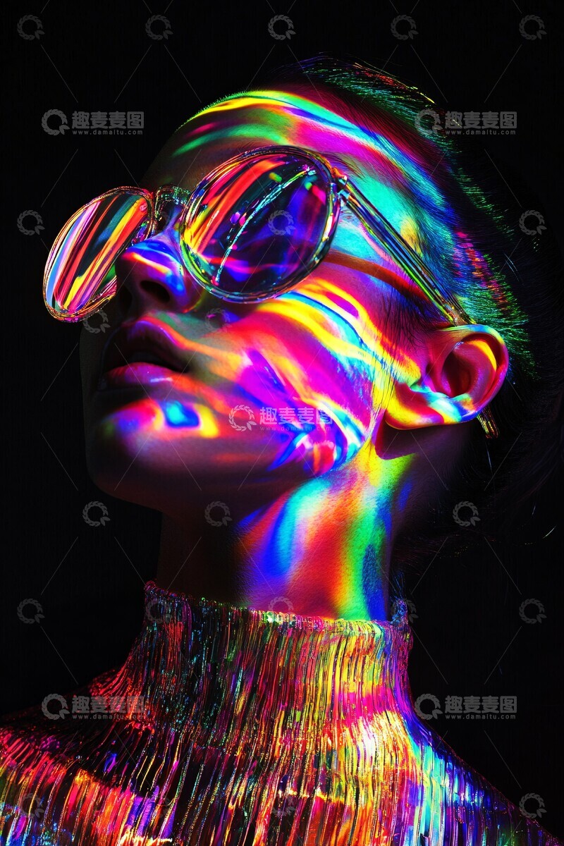 高清大图下载【趣麦麦图】彩虹全息流动女体