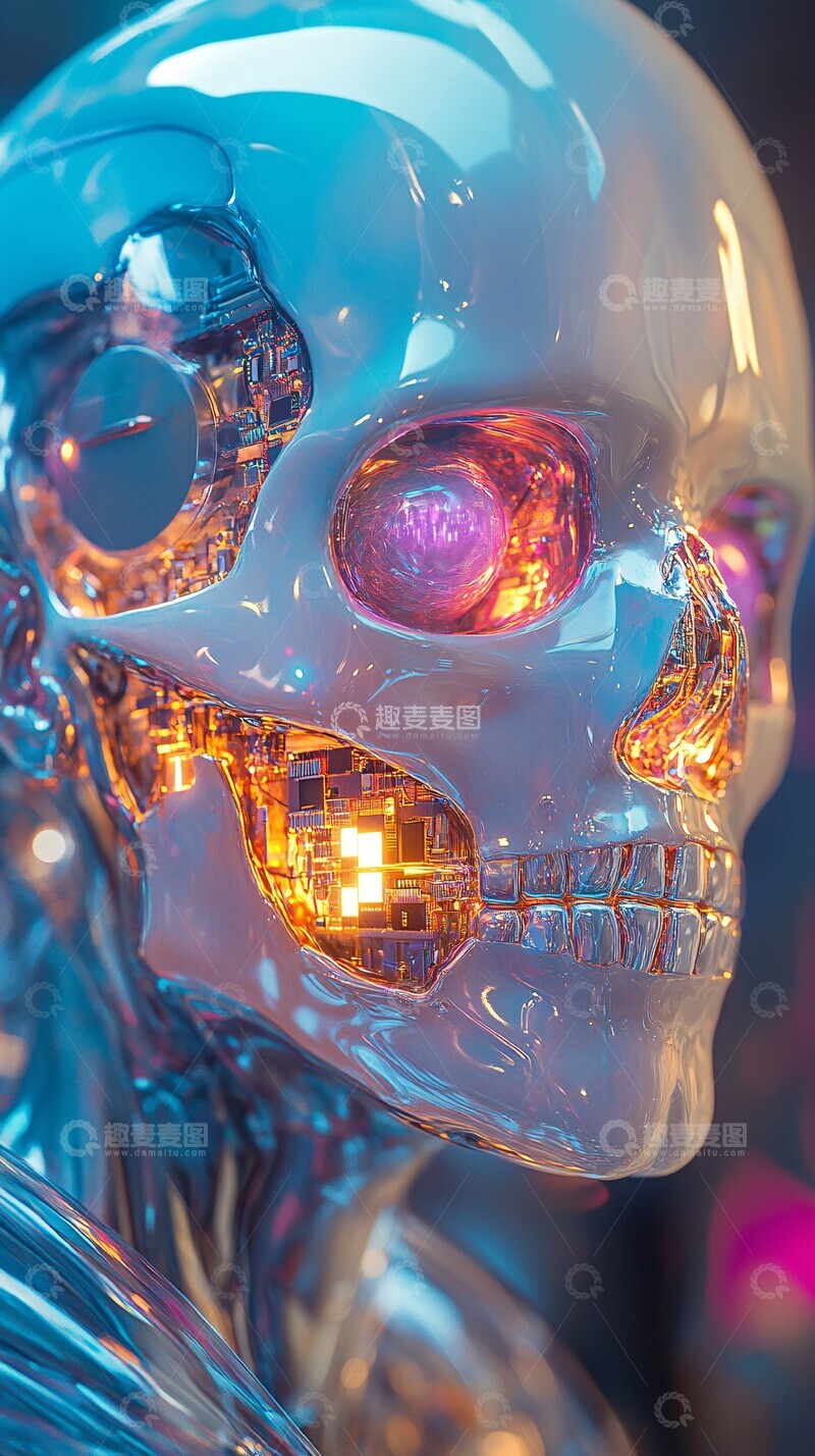 高清大图下载【趣麦麦图】未来人类透明颅骨1