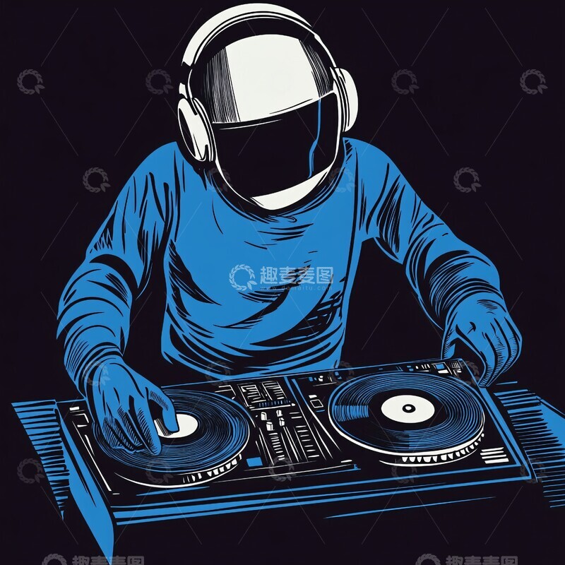 高清大图下载【趣麦麦图】戴摩托头盔放唱片2