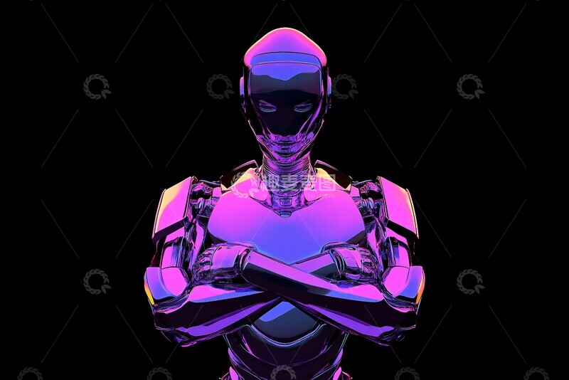 高清大图下载【趣麦麦图】机器人紫桃渐变3